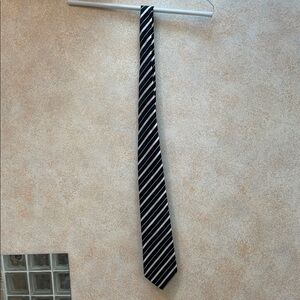 Classic Black and White Striped Tie